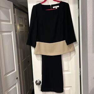 Nine West Black Pant Suit Separates. Pants Sz 8. Top has Tan accent.  Sz 10